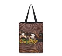 Dolyues Damen-Tragetaschen aus Segeltuch mit Tasche, großes Fassungsvermögen, wiederverwendbare Einkaufstasche, 16.53" x 13.38" x 0.59"