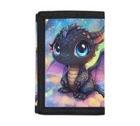 Dolyues Dreifach gefaltete Geldbörsen, Clutch, Kartenhalter, Geldfach, Münzgeldbörse mit Ausweisfenster für Schule, Outdoor, Reisen, Niedlicher Drache