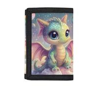 Dolyues Dreifach gefaltete Geldbörsen, Clutch, Kartenhalter, Geldfach, Münzgeldbörse mit Ausweisfenster für Schule, Outdoor, Reisen, Baby Dragon