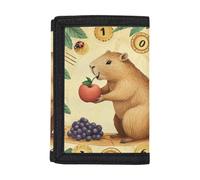 Dolyues Dreifach gefaltete Geldbörsen, Clutch, Kartenhalter, Geldfach, Münzgeldbörse mit Ausweisfenster für Schule, Outdoor, Reisen, Capybara Print