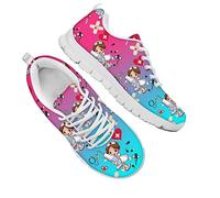 Dolyues Farbverlauf Rosa und Blau Karikatur Krankenschwester Muster Damen Niedriges Oberteil Leichte Mesh Turnschuhe,Lässige Flache Sport Fitnessstudio Tennisschuhe