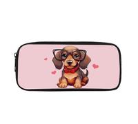 Dolyues Federmäppchen für Kinder, Mädchen, Schreibwaren, Kinder, Schulanfang, Federmäppchen mit Reißverschluss, großes Fassungsvermögen, Niedlicher Dackel, Taschen-Organizer