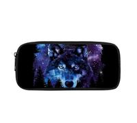 Dolyues Federmäppchen für Kinder, Mädchen, Schreibwaren, Kinder, Schulanfang, Federmäppchen mit Reißverschluss, großes Fassungsvermögen, Blauer Wolf, Taschen-Organizer