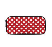 Dolyues Federmäppchen, großes Fassungsvermögen, Federmäppchen mit Reißverschluss, Schule, Büro, Schreibwaren für Kinder, Mädchen, Jungen, Rot mit weißen Punkten, Taschen-Organizer