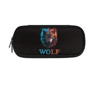 Dolyues Federmäppchen mit großem Fassungsvermögen, Federmäppchen für Schule, Stifte-Tragetasche mit Reißverschluss, modisch, Wolf Cool, Taschen-Organizer