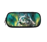Dolyues Federmäppchen mit großem Fassungsvermögen, Federmäppchen für Schule, Stifte-Tragetasche mit Reißverschluss, modisch, Wolfsgrün, Taschen-Organizer