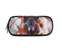 Dolyues Federmäppchen mit großem Fassungsvermögen, Federmäppchen für Schule, Stifte-Tragetasche mit Reißverschluss, modisch, Wolf Smog, Taschen-Organizer