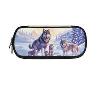 Dolyues Federmäppchen mit großem Fassungsvermögen, Federmäppchen für Schule, Stifte-Tragetasche mit Reißverschluss, modisch, Wolfsblau, Taschen-Organizer