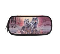 Dolyues Federmäppchen mit großem Fassungsvermögen, Federmäppchen für Schule, Stifte-Tragetasche mit Reißverschluss, modisch, Wölfe-Muster, Taschen-Organizer