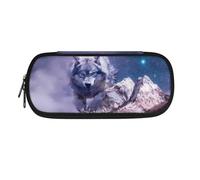 Dolyues Federmäppchen mit großem Fassungsvermögen, Federmäppchen für Schule, Stifte-Tragetasche mit Reißverschluss, modisch, Laufender Wolf, Taschen-Organizer