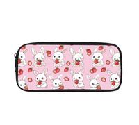 Dolyues Federmäppchen mit großem Fassungsvermögen, Federmäppchen mit Reißverschluss, für Schule, Büro, Schreibwaren für Kinder, Mädchen, Jungen, Erdbeer-Kaninchen, Taschen-Organizer