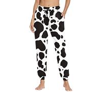 Dolyues Fitness-Jogginghose für Herren und Damen, Unisex, groß und hoch, mit Kordelzug, lässige Loungewear, Schwarz-weiße Kuh, 41-44.5