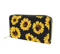 Dolyues Gelbe Sonnenblumen-Blumen-Blumenmuster-Frauen-Lange PU-Leder-Mappen-Geldbörse-Kreditkarten-Halter-Geld-Organisatoren-Geldbeutel