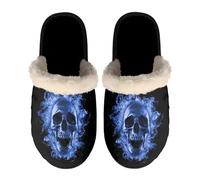 Dolyues Gemütliche Hausschuhe aus Memory-Schaum für Damen und Herren, warme Hausschuhe, Schlupfsandalen, totenkopf, X-Large