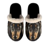 Dolyues Gemütliche Hausschuhe aus Memory-Schaum für Damen und Herren, warme Hausschuhe, Schlupfsandalen, 3D-Dackel, Medium