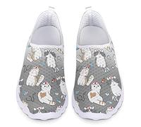 Dolyues Grau Schwarz Farbverlauf Cartoon Krankenschwester Katze/Kätzchen Print Frauen Slip On Sneakers, Lässige Sportliche Jogging-Laufschuhe