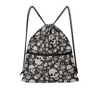 Dolyues Große Turnbeutel mit Kordelzug, mit Reißverschluss, für Kinder, Erwachsene, Teenager, totenkopf, One size