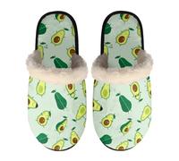 Dolyues Hausschuhe für Damen und Herren, warme Winter-Schlappen, bequeme flache Hotelschuhe zum Hineinschlüpfen, Grüner Avocado, Medium