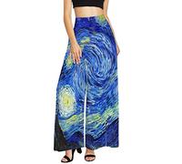 Dolyues Hose mit weitem Bein für Damen, lockere Passform, gerade Hose, lässige lange Hose, Blue Sternennacht, XXXX-Large