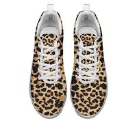 Dolyues Jahrgang Braun Leopard Drucken Damen Laufschuhe Lässige Atmungsaktive Leichte Schnüren Trainerin Schuhe EU37
