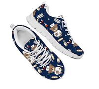 Dolyues Karikatur Navy blau Krankenschwester Bär Print Damen Flache Laufschuhe, Beiläufig Low Top Schnüren Leichte Trainer Sport Sportschuhe