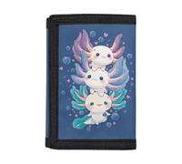 Dolyues Kinder-Geldbörse, dreifach gefaltet, Münzgeldbörse, Namensanpassung, Geldtasche für Reisen, Schulanfang, Niedliches Axolotl