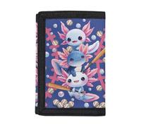 Dolyues Kinder-Geldbörse, dreifach gefaltet, Münzgeldbörse, Namensanpassung, Geldtasche für Reisen, Schulanfang, Bassball Axolotl
