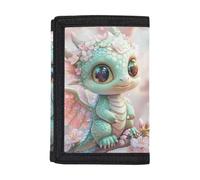 Dolyues Kinder-Geldbörse, dreifach gefalteter Organizer aus 600D-Polyester, anpassbares Geschenk für Jungen und Mädchen, Cherry Blossom Baby Dragon