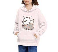 Dolyues Kinder Neuheit Hoodies Sweatshirts mit Kängurutasche vorne Langarm Dünn Kapuzenpullover, Rosa/Katze, 8-11 Jahre