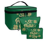 Dolyues Kleeblatt Irland Make Up Tasche für Damen Edle Kosmetiktasche klein Schminktasche Makeup Bag Geschenk Frau Kleiner Kosmetikbeutel Happy St. Patrick's Day