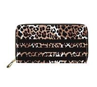 Dolyues Lange Damen-Geldbörse aus PU-Leder, lässig, großes Fassungsvermögen, Handy-Geldtasche für Damen, Braunes Leopardenmuster, Klassisch