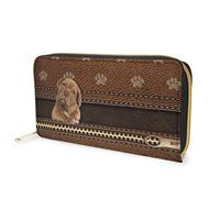 Dolyues Lange Damen-Geldbörse aus PU-Leder mit mehreren Fächern, Kreditkartenfach mit Reißverschluss, Münzgeldbeutel für Damen, Französischer Mastiff-Hundeaufdruck, Klassisch