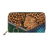 Dolyues Lange Damen-Geldbörse aus PU-Leder mit mehreren Fächern, Kreditkartenfach mit Reißverschluss, Münzgeldbeutel für Damen, leopardenmuster, Klassisch