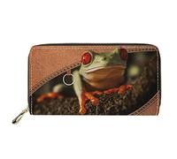Dolyues Lange Damen-Geldbörse aus PU-Leder mit mehreren Schlitzen, Kreditkartenhalter mit Reißverschluss, Münzgeldbeutel für Damen, Niedliches Frosch-Design, Klassisch