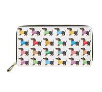 Dolyues Lange Damen-Geldbörse aus PU-Leder mit Reißverschluss, für Kreditkarten, lässige Geldbörse mit Münzfächern für Frauen und Mädchen, Dackelmuster, Klassisch