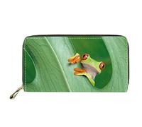 Dolyues Lange Geldbörse aus PU-Leder, wasserdicht, lang, schmal, für Damen, mit Reißverschluss, Münzfach, Kreditkartenhalter, Bargeld, Clutch, Taschen für Business, 3D-Frosch-Design, Klassisch