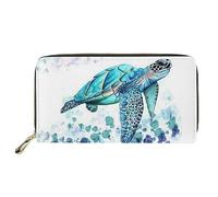 Dolyues Lange Geldbörse für Damen, Reißverschluss, Kreditkarte, Bargeld, Damengeldbörse mit Münzfach, Blaue Meeresschildkröte, Klassisch