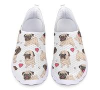 Dolyues Liebe Herz Mops Hundedruck Frauen Schlüpfen Arbeitsschuhe Beiläufig Sport Athletisch Gehen Joggen Turnschuhe Leicht 41 EU
