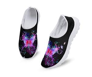 Dolyues Lila Schönes Schmetterlingsmuster Frauen Slip On Wanderschuhe, Lässige Leichte Bequeme Turnschuhe