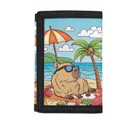 Dolyues Mädchen-Geldbörsen für Kinder 9-12, dreifach gefaltet, Outdoor-Sport, Kartenhalter, Organizer, Münzbörse für Teenager, personalisierbar, Capybara Beach