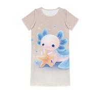 Dolyues Mädchen-Nachthemden Sommer weich niedlicher Cartoon-Druck Pyjama-Schlafkleid für Kinder 3-14 Jahre, 13-14 Years