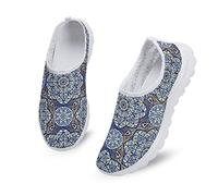 Dolyues Mandala Boho Print Damen Casual Hausschuhe Wanderschuhe Ethnic Tribal Aztec Floral Workout Fitness Trainer Mesh Sneakers für Krankenhausarbeit