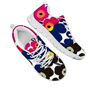 Dolyues Mehrfarbig Mohnblume Blumenmuster Trainer Damen Laufschuhe Beiläufig Niedriges Oberteil Leichter Atmungsaktiver Flacher Sneaker für Gehen Fitnessstudio Joggen