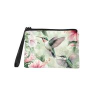 Dolyues Münzgeldbörse mit Reißverschluss, Kleingeldtasche für Damen, Reisen, kleine Kosmetiktasche, Geldbörse mit Handgelenkschlaufe, Kolibri-Grün, Modern