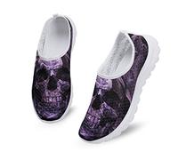 Dolyues Neuheit Damen Krankenschwester Turnschuhe - Cartoon Bär Damen Sneaker Galaxy Sugar Skull bunte Schuhe für Spaziergänge Sport Laufen, Lila Totenkopf, 38 EU