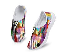 Dolyues Neuheit Damen Krankenschwester Turnschuhe - Cartoon Bär Damen Sneaker Galaxy Sugar Skull bunte Schuhe für Spaziergänge Sport Laufen, Dreieck Abstrakt, 41.5 EU