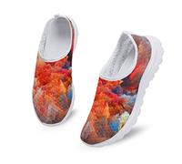 Dolyues Neuheit Damen Krankenschwester Turnschuhe - Cartoon Bär Damen Sneaker Galaxy Sugar Skull bunte Schuhe für Spaziergänge Sport Laufen, Galaxie Orange, 39 EU