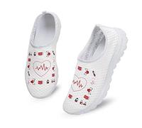 Dolyues Neuheit Krankenschwester Frauen Turnschuhe - Gothic Skull Niedlich Tier Schwein Hund Ethnisch Boho Trainer Sneaker Schuhe Walk Sport Laufen, Herzschlag weiß, 39.5 EU