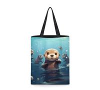 Dolyues Otter Tragetasche Damen Einkaufshandtasche Wasserdichte Canvas Tasche für Frauen Mädchen Lässige Umhängetasche mit Tasche für Outdoor