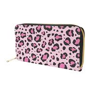 Dolyues Pink Animal Leopard Print Damen Lange Pu-Leder Geldbörse, Reißverschluss, Kreditkartenetui mit Münzfächern, Geldtaschen, Handytasche, Kupplung
